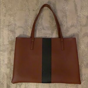 Vince Camuto brown leather bag with a black stripe